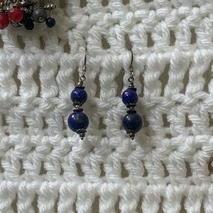 Dark blue beaded earrings